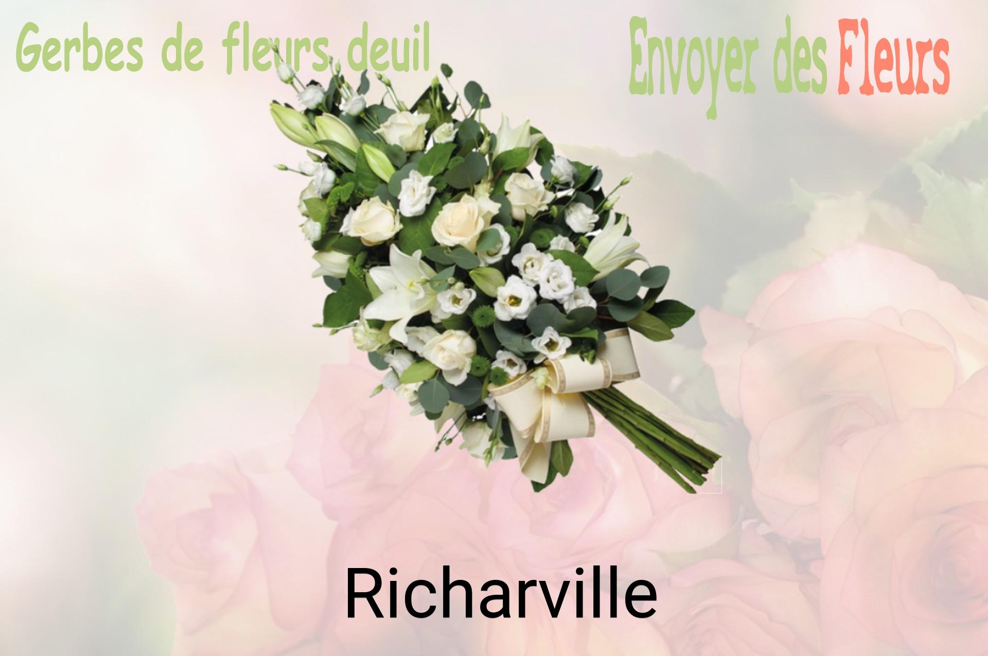 Gerbe de fleurs de deuil livrée à Richarville